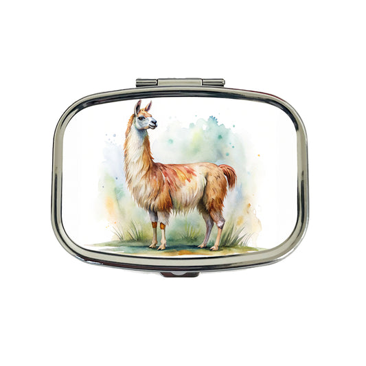 Llama Standing Watercolor Travel Pill Box Case