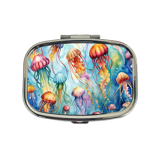 Lots Of Jellyfish Underwater Watercolor Travel Pill Box Case