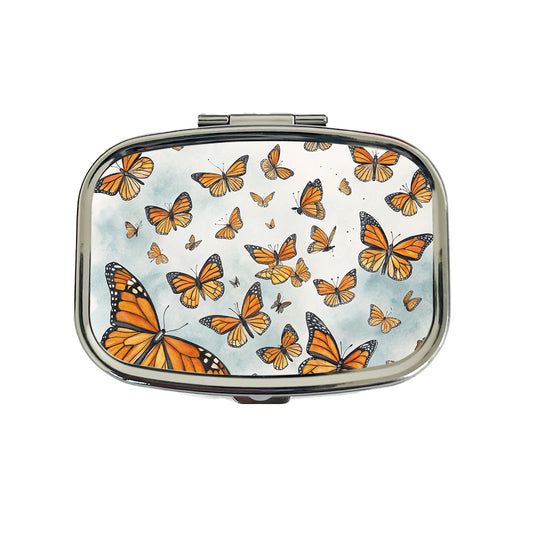 Lots Of Monarch Butterflies in Flight Travel Pill Box Case