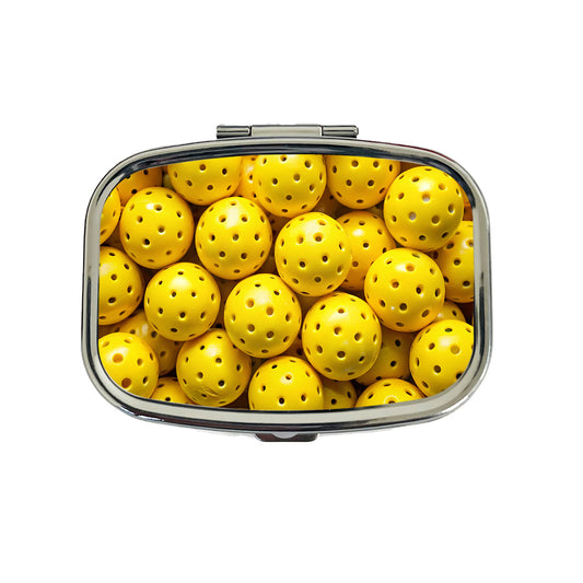 Lots Of Yellow Pickleball Balls Travel Pill Box Case