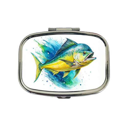 Mahi Mahi Fish Watercolor Travel Pill Box Case