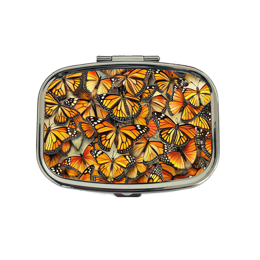 Monarch Butterflies Covering Everything Travel Pill Box Case