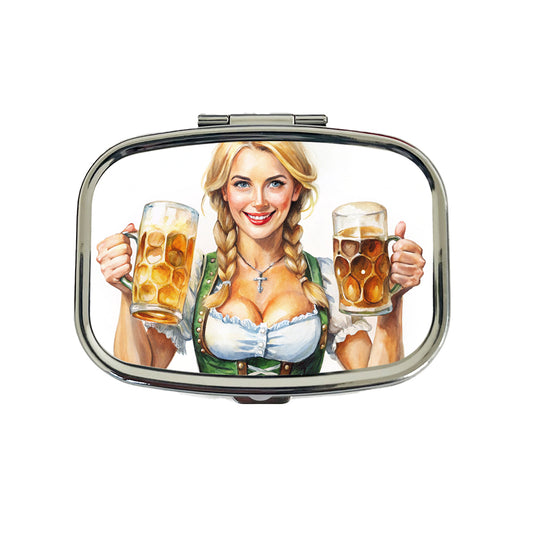 Oktoberfest German Barmaid With A Beer Mugs Travel Pill Box Case