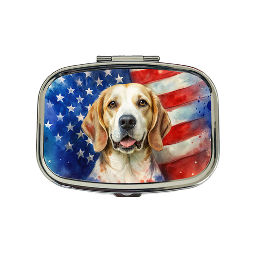 Patriotic Dog Watercolor American Flag Background Travel Pill Box Case