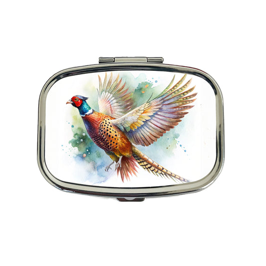 Pheasant In Flight Watercolor Travel Pill Box Case