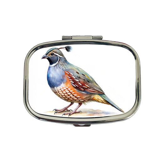 Quail Watercolor Travel Pill Box Case