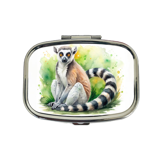 Ring-Tailed Lemur Watercolor Travel Pill Box Case