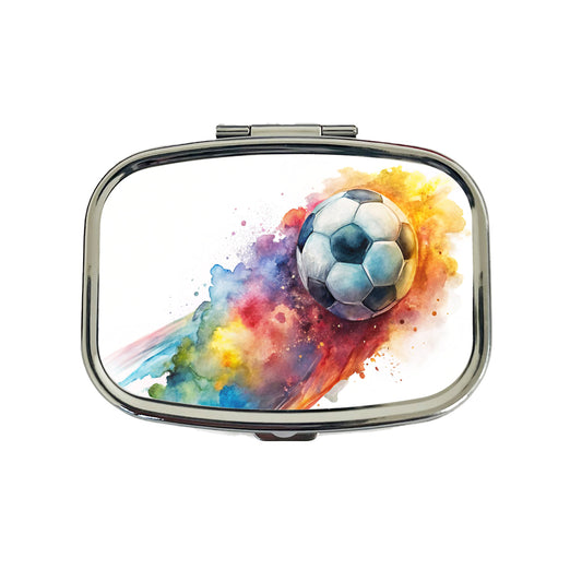 Soccer Ball Rocketing Through The Air Watercolor Travel Pill Box Case