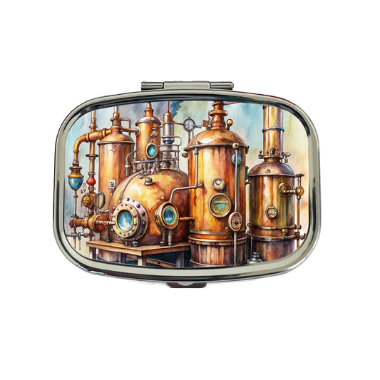 Steampunk Beer Alcohol Still Pipes And Gauges Travel Pill Box Case