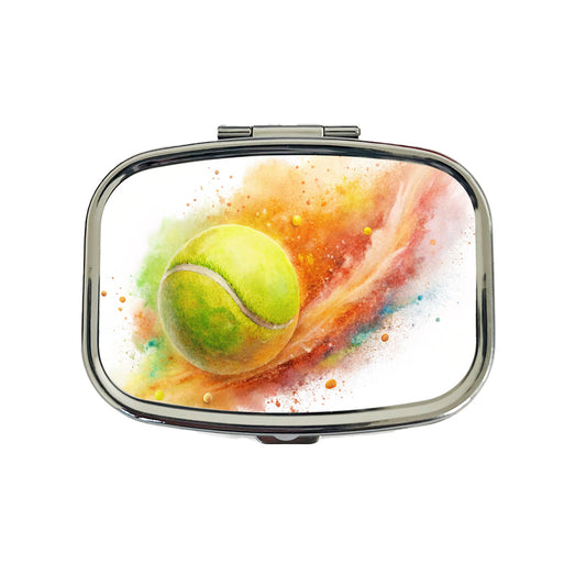 Tennis Ball Rocketing Through The Air Watercolor Travel Pill Box Case