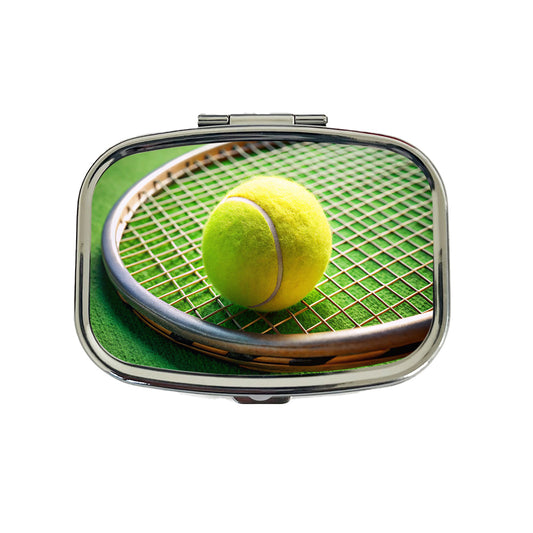 Tennis Racquet and Ball Close-up Travel Pill Box Case