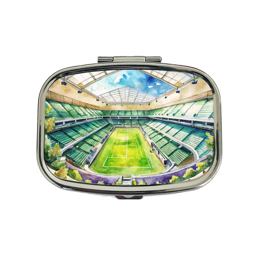 Tennis Stadium Center Court Watercolor Travel Pill Box Case