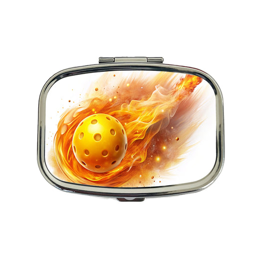 Yellow Pickleball Ball Rocketing Through The Air Travel Pill Box Case