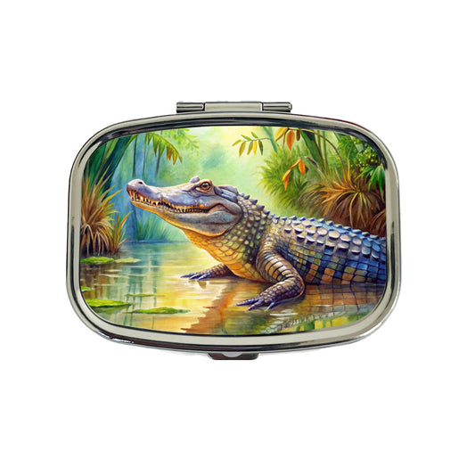 Alligator Crocodile In Swamp Travel Pill Box Case