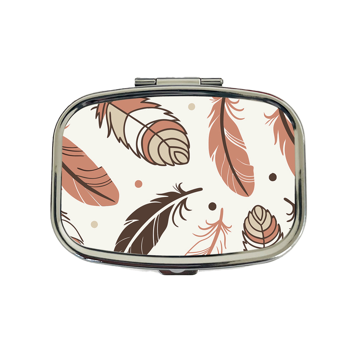 Boho Feathers Travel Pill Box Case