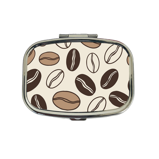 Coffee Beans Sketch Travel Pill Box Case