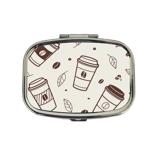 Coffee Cups Scattered Travel Pill Box Case