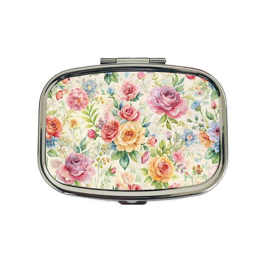 Ditsy Floral Flowers Pattern Travel Pill Box Case
