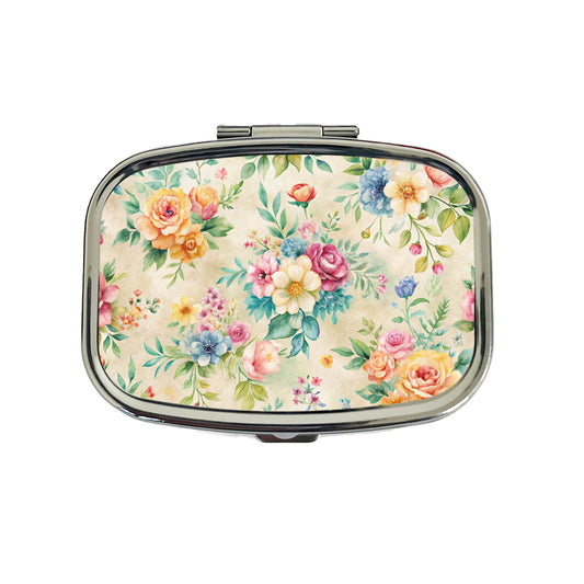 Ditsy Floral Flowers Wallpaper Travel Pill Box Case
