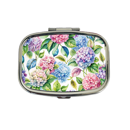 Hydrangea Floral Flowers Travel Pill Box Case