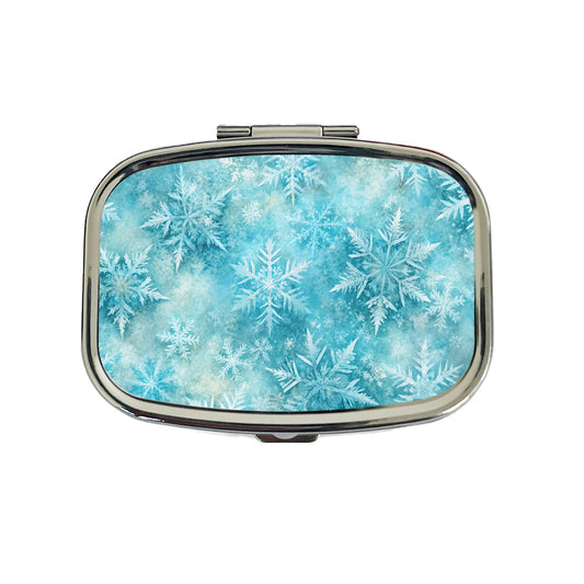 Ice Crystals Snowflakes Winter Travel Pill Box Case