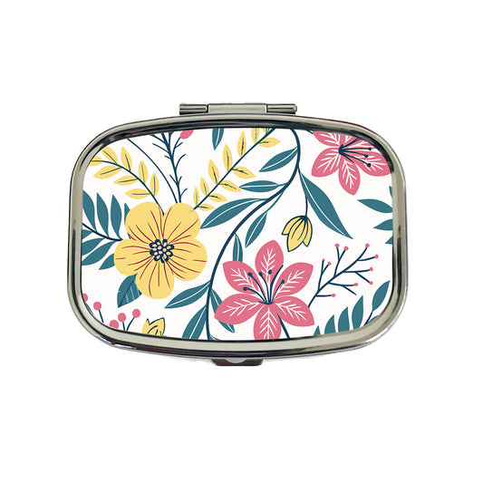 Pretty Flowers Floral Motif Colorful Travel Pill Box Case