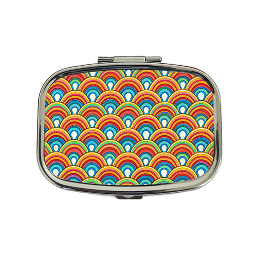 Retro Rainbow Pattern Travel Pill Box Case