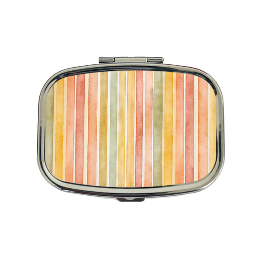 Striped Tonal 70s Wallpaper Travel Pill Box Case