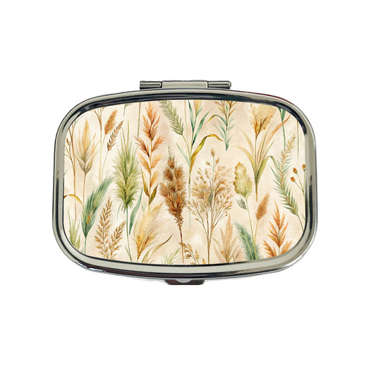 Wild Grasses Wheat Pattern Travel Pill Box Case