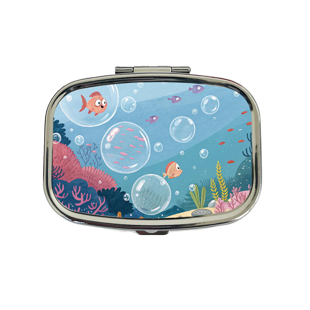 Bubbles Under Water Fish Travel Pill Box Case