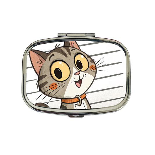 Cat Mug Shot Travel Pill Box Case