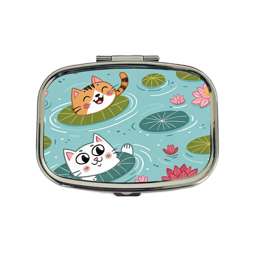 Cats Swimming In Pond Travel Pill Box Case