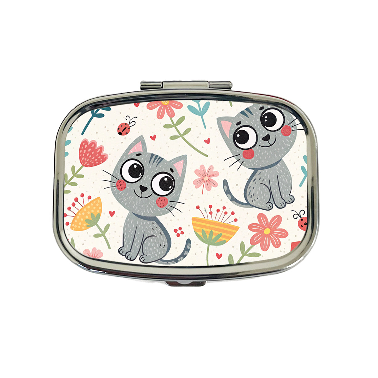 Cute Gray Cats Travel Pill Box Case