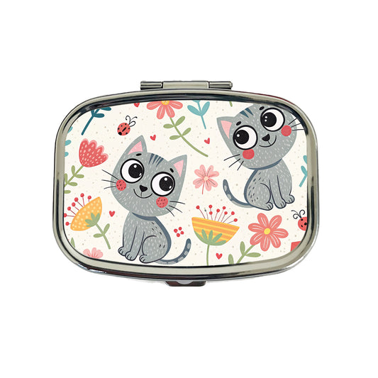 Cute Gray Cats Travel Pill Box Case