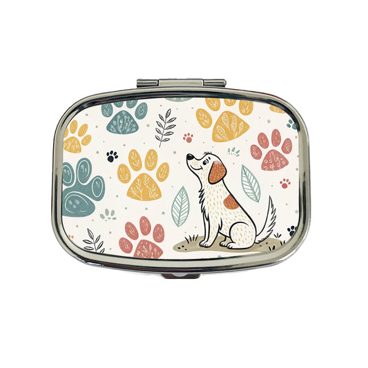 Dog Paw Prints Adorable Travel Pill Box Case