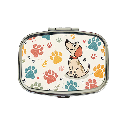 Dog Paw Prints Pastel Travel Pill Box Case