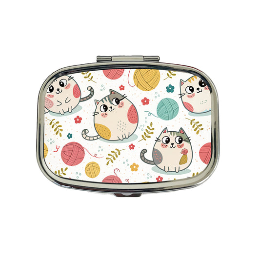 Fat Cats And Yarn Knitting Crochet Travel Pill Box Case