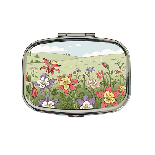 Field Of Columbine Flowers Travel Pill Box Case