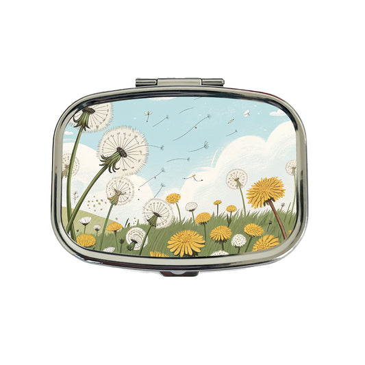 Field Of Dandelions Flowers Travel Pill Box Case