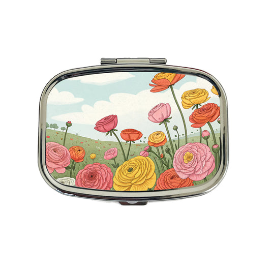Field Of Ranunculus Flowers Travel Pill Box Case