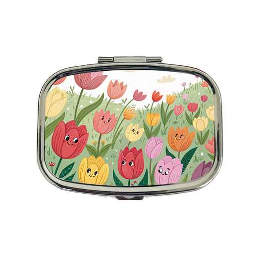 Field Of Tulips Flowers Travel Pill Box Case