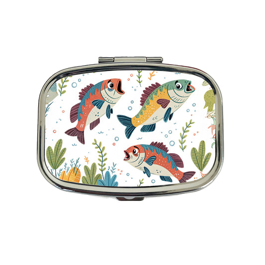 Fish Fishing Cute Cartoon Travel Pill Box Case