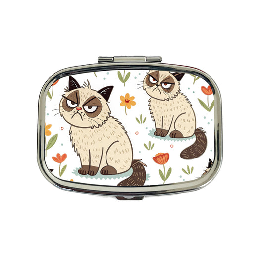 Grumpy Persian Cat Travel Pill Box Case