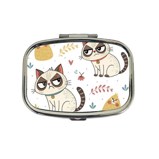 Grumpy Persian Kitties Cats Travel Pill Box Case