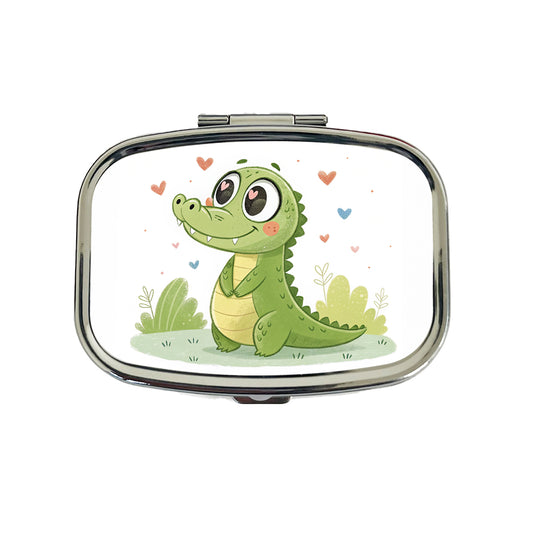 Kawaii Alligator Crocodile Love Hearts Travel Pill Box Case