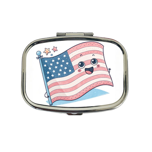 Kawaii American USA Flag Travel Pill Box Case