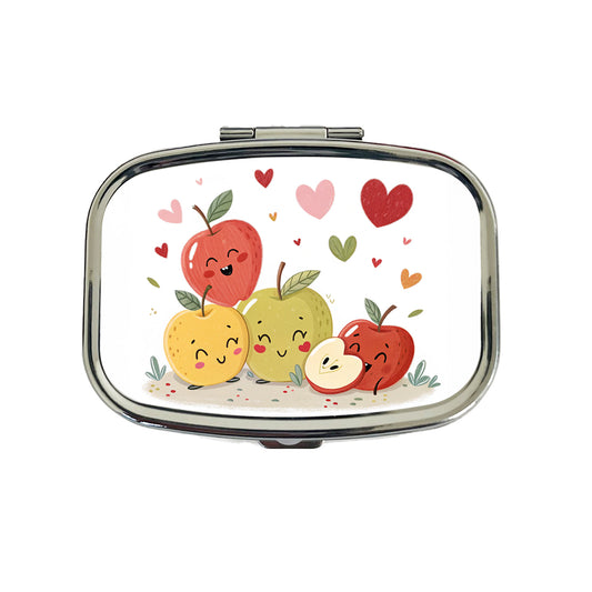 Kawaii Apples And Hearts Travel Pill Box Case