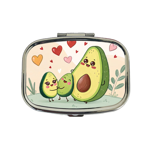 Kawaii Avocadoes And Hearts Travel Pill Box Case