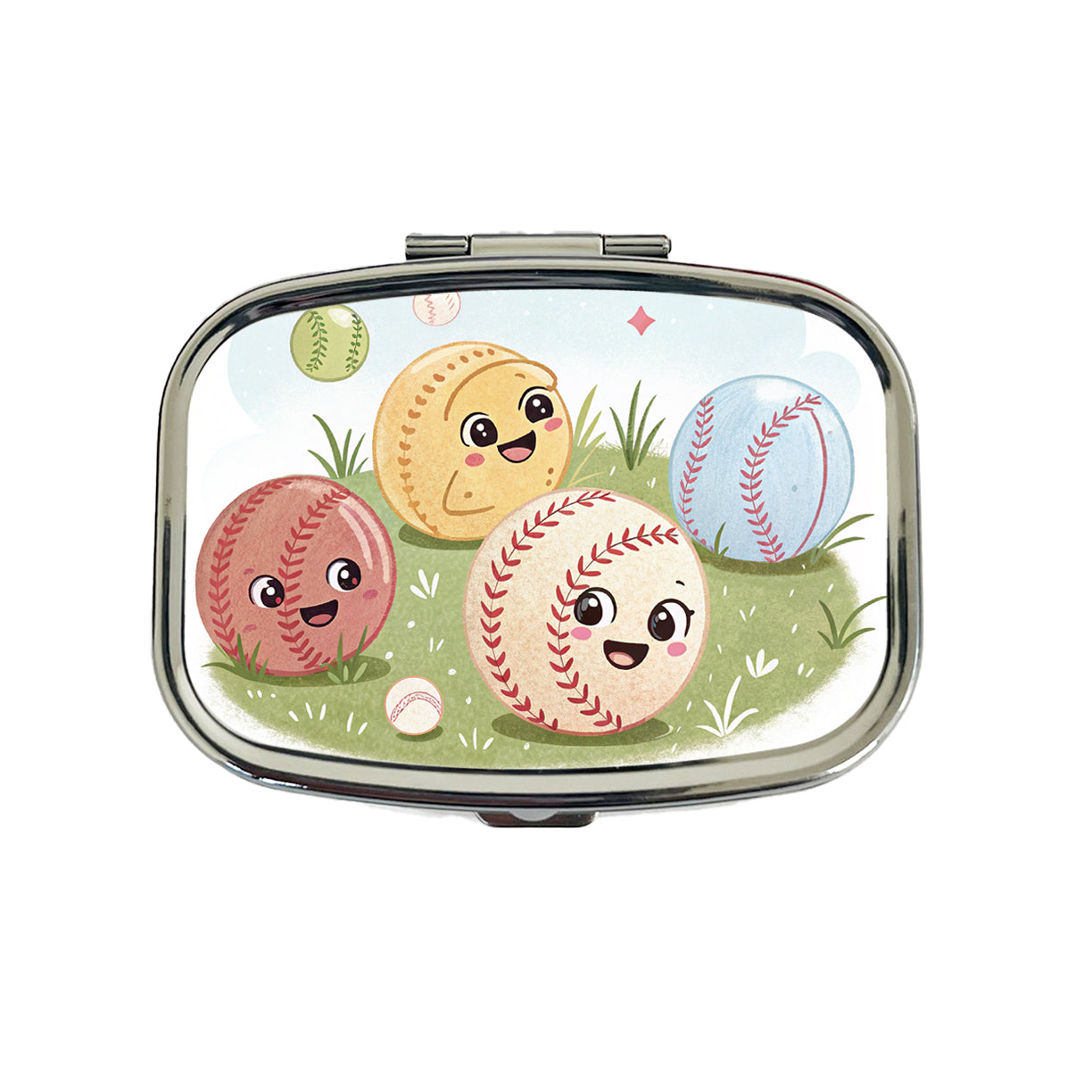 Kawaii Baseballs Travel Pill Box Case