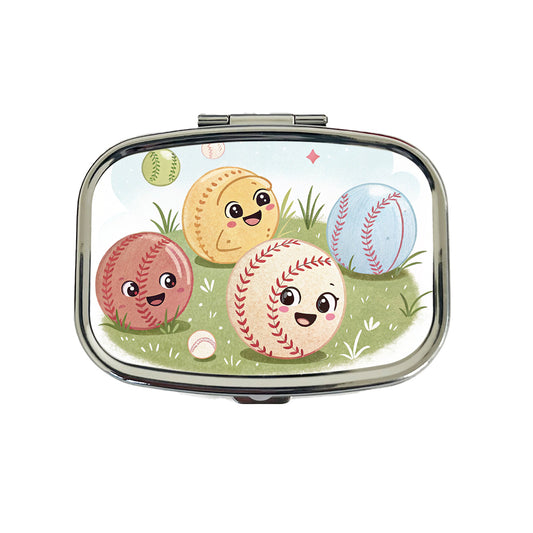 Kawaii Baseballs Travel Pill Box Case